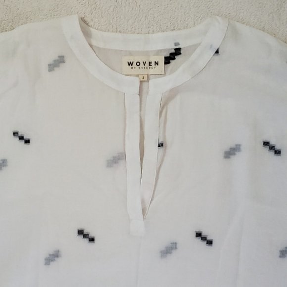 Woven by Synergy White Blouse Drop-Shoulders Size Small - Picture 9 of 9